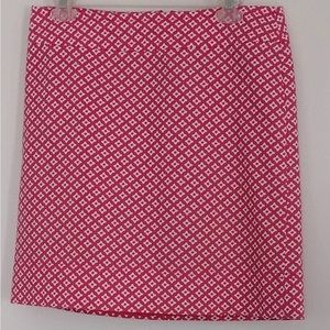 Talbots Womens Mini Skirt size 10 Pink and White Patterned Lined Pencil Straight